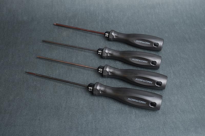 Koswork Hex Wrench Set 1.5mm, 2.0mm, 2.5mm & 3.0mm (w/120mm Tip)